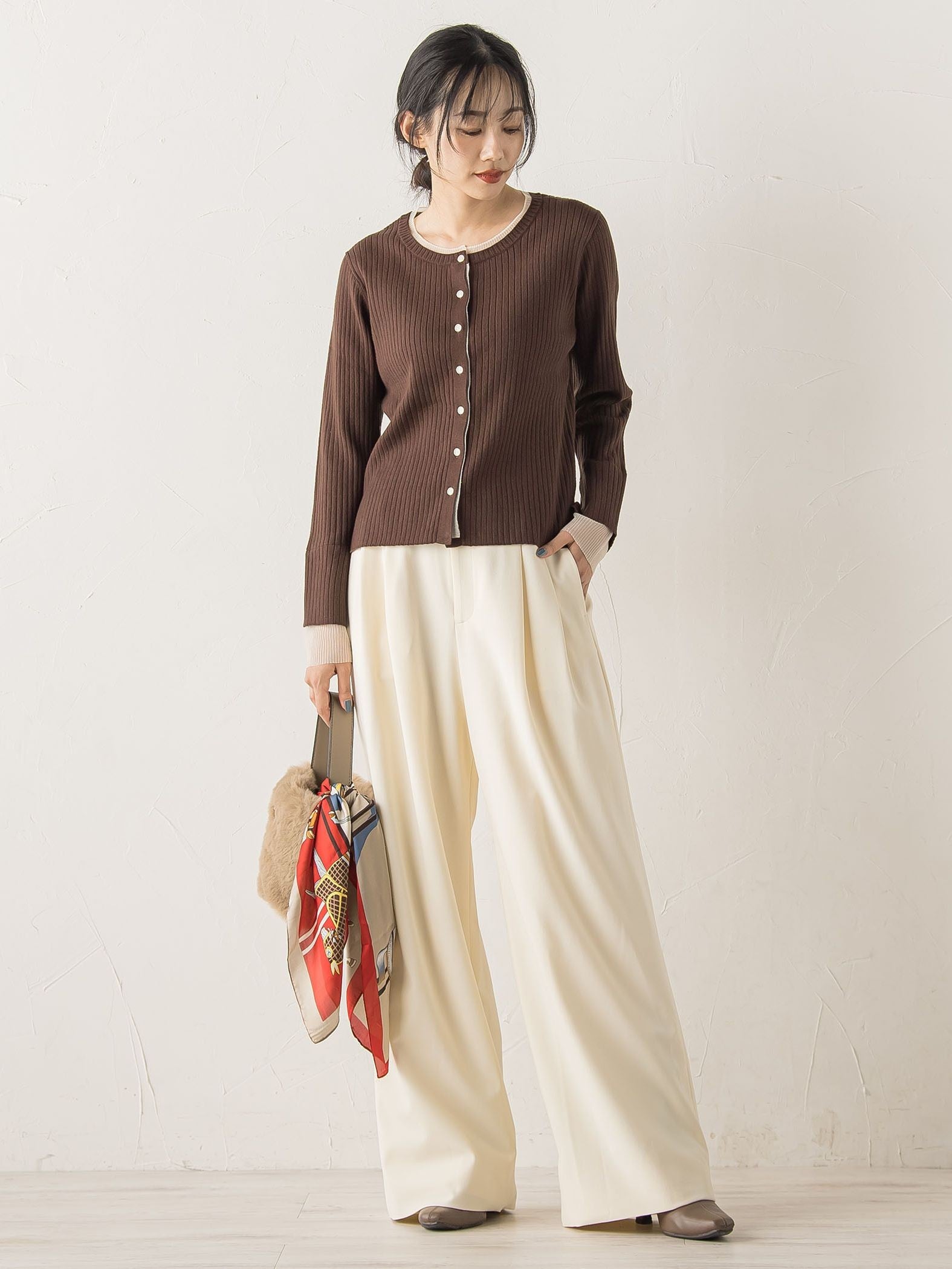 シアー切替えRIBニット≪手洗い可能≫