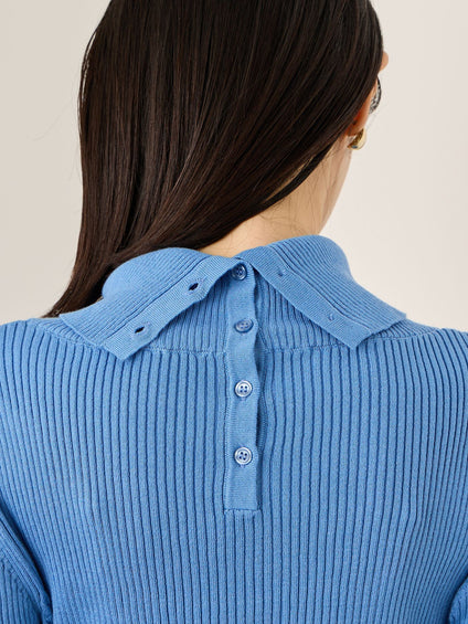 調温バックボタンハイネックニット≪手洗い可能≫