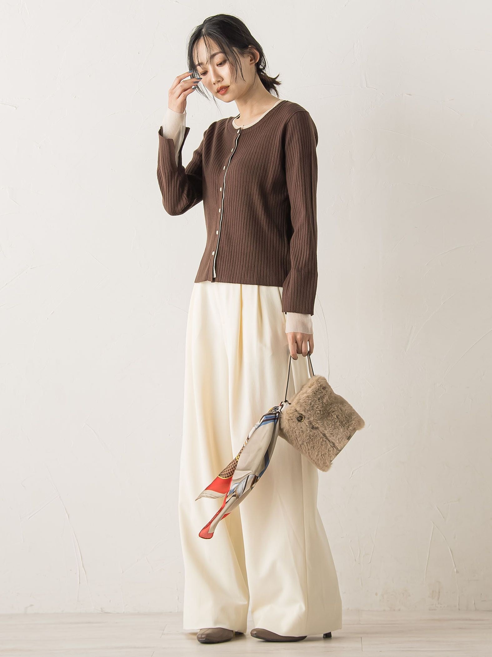 シアー切替えRIBニット≪手洗い可能≫