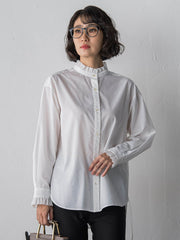 【大きいサイズ】ネックフリルブラウス