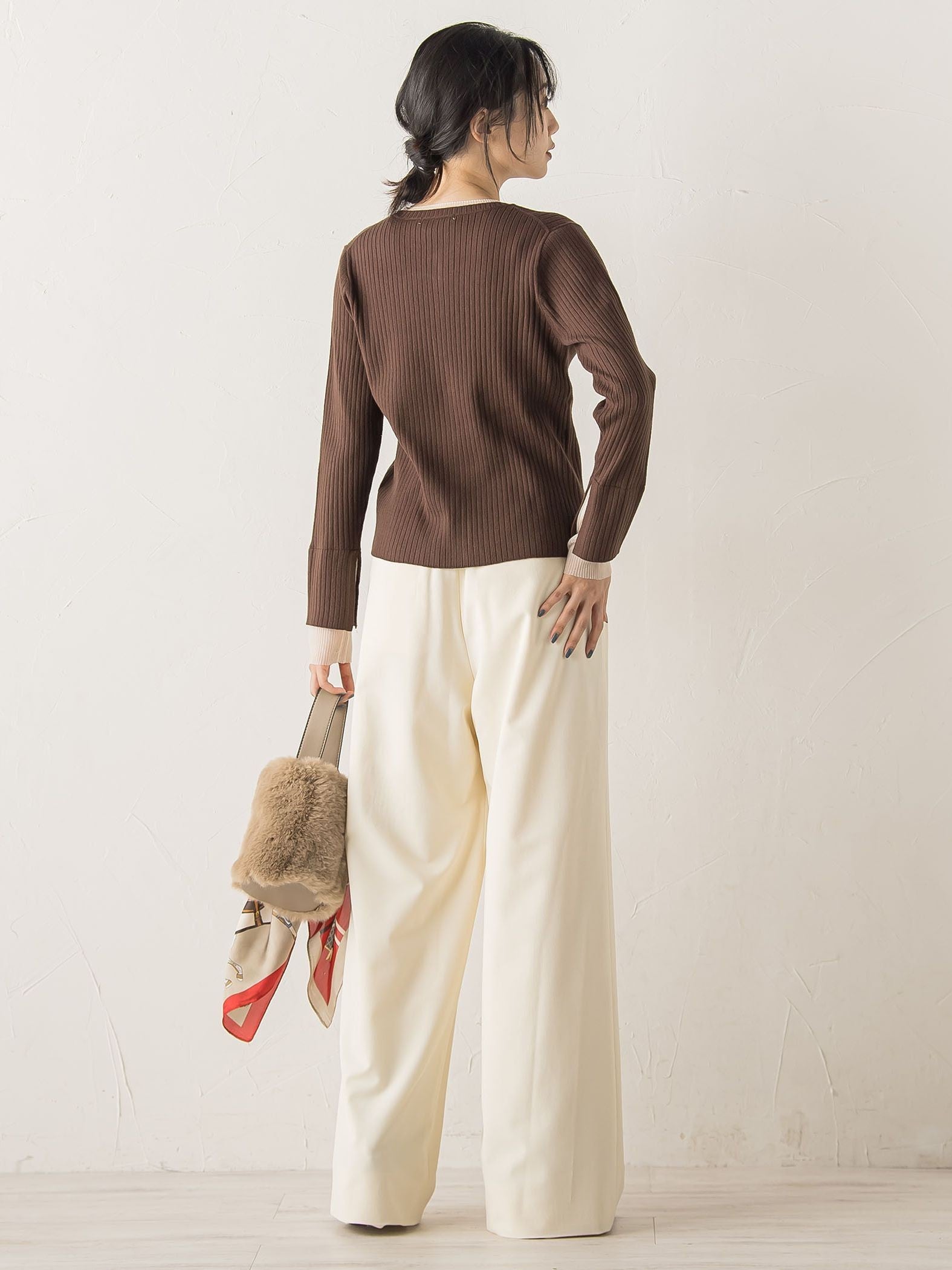 シアー切替えRIBニット≪手洗い可能≫