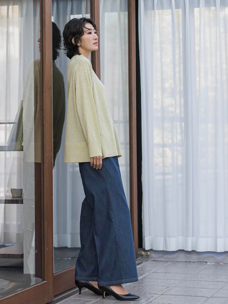 セルロースデニムワイドパンツ