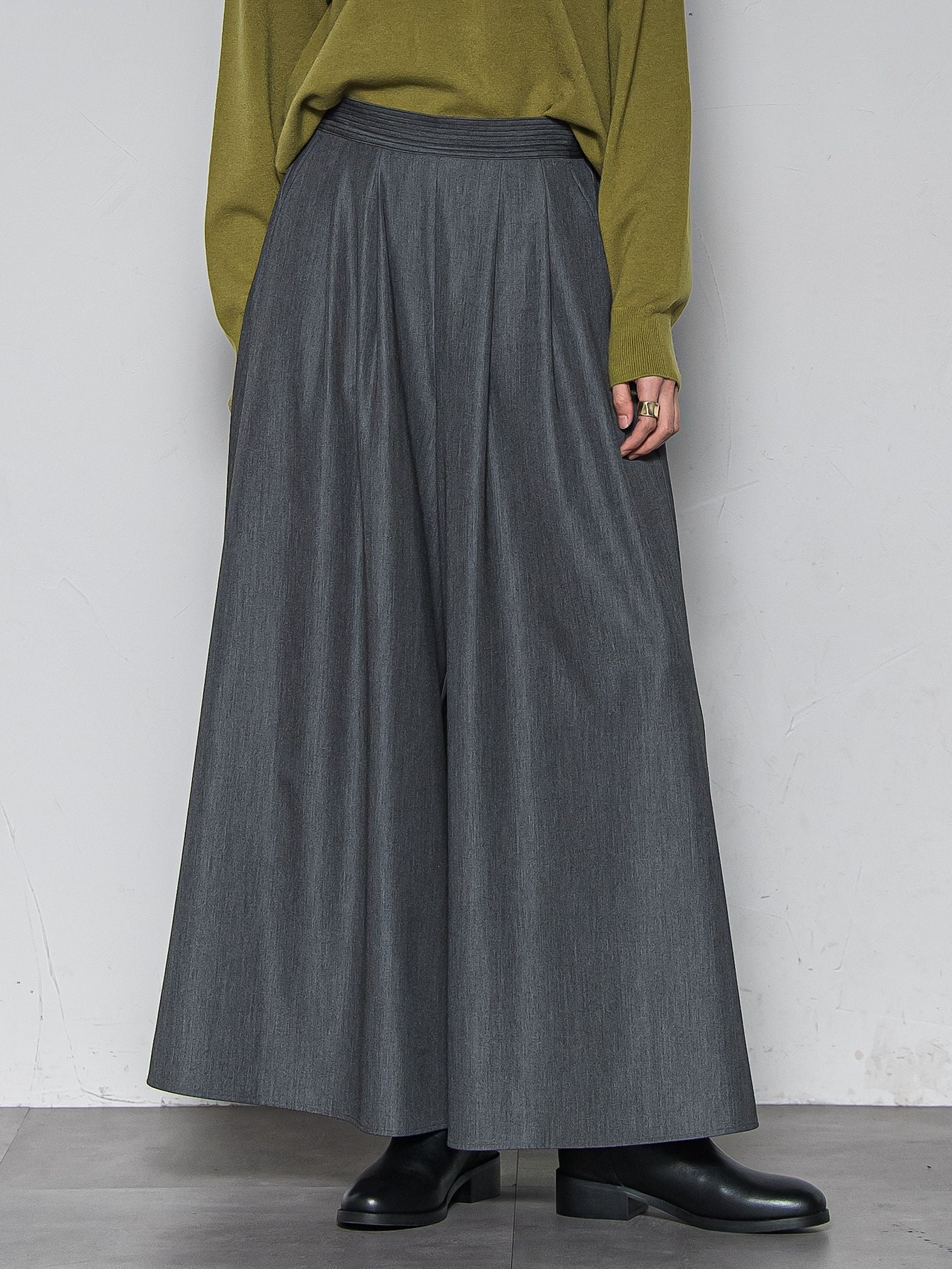 【新色追加】フレアヘムキュロットパンツ≪洗濯機で洗える≫