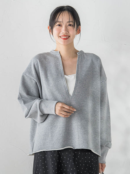 裏毛Vネックカットソー≪手洗い可能≫