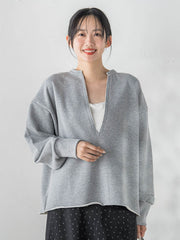 裏毛Vネックカットソー≪手洗い可能≫