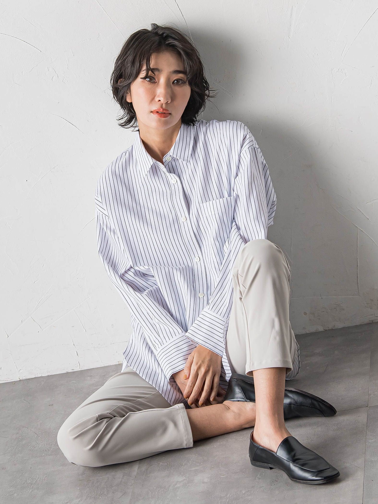 ドビーストライプシャツ