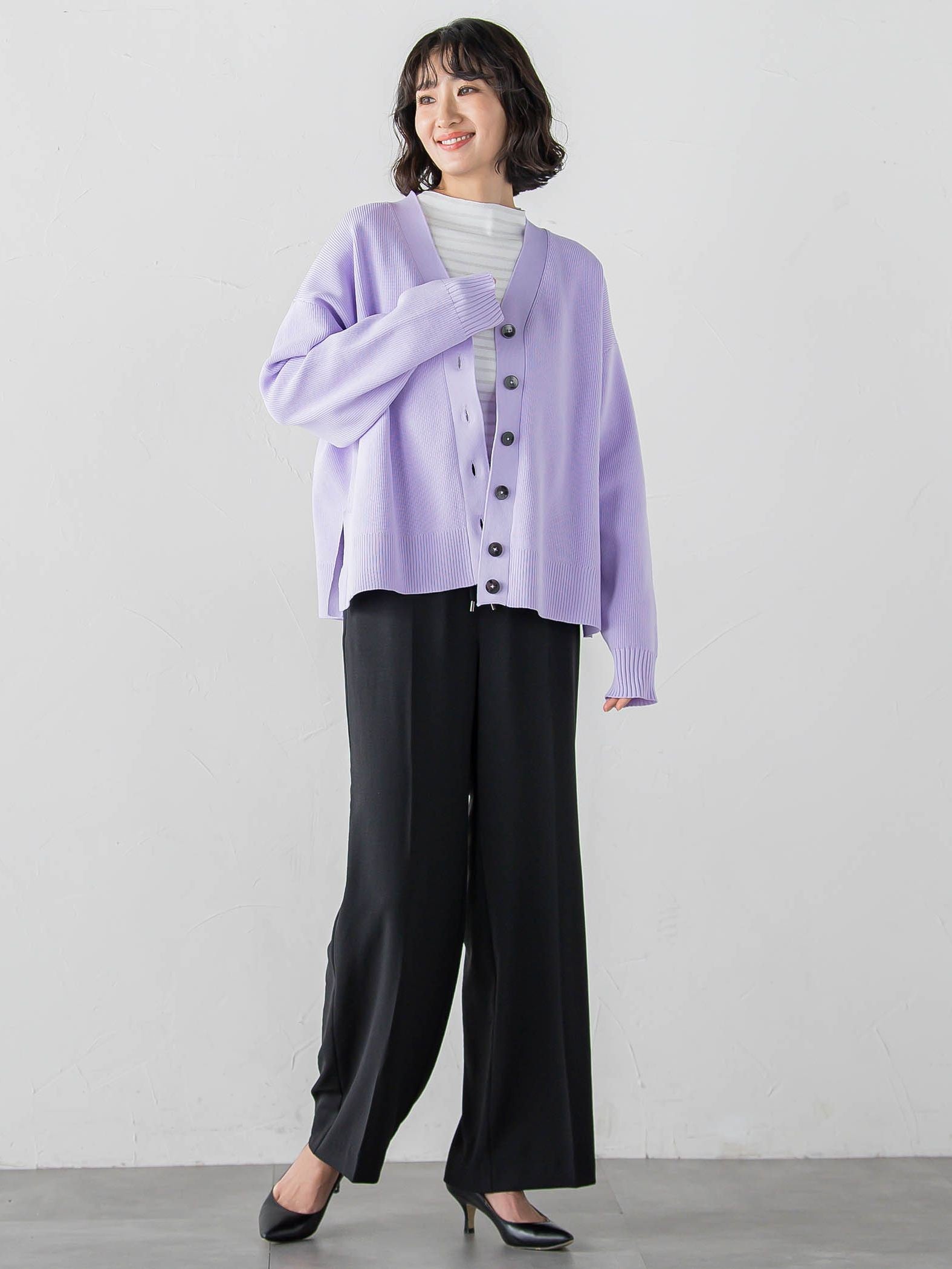 【大きいサイズ】ハイストレッチカルゼワイドパンツ