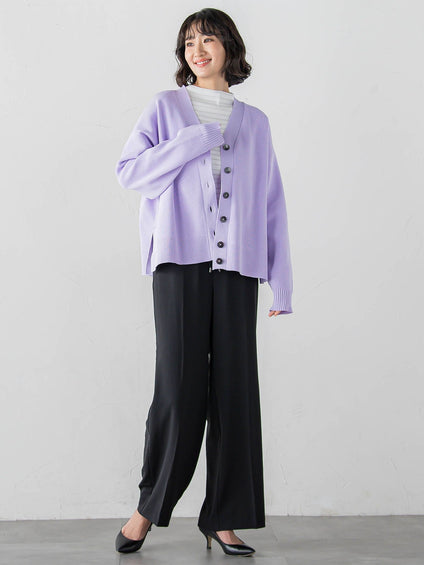 【大きいサイズ】ハイストレッチカルゼワイドパンツ