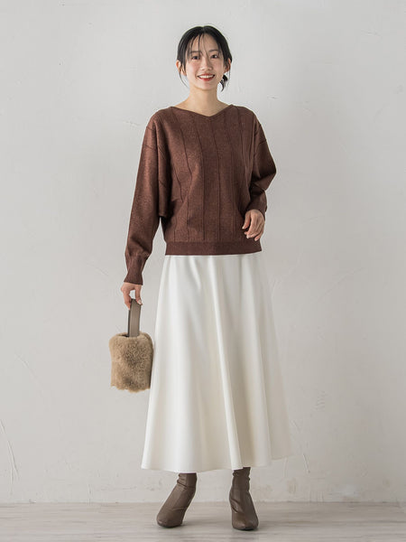 【新色追加】ラメドルマンVネックニット≪手洗い可能≫