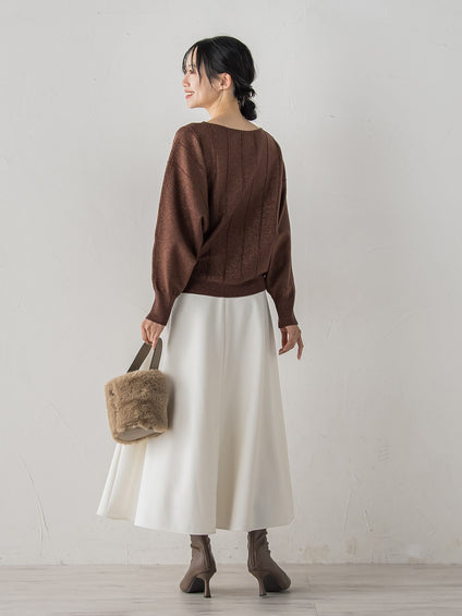 【新色追加】ラメドルマンVネックニット≪手洗い可能≫