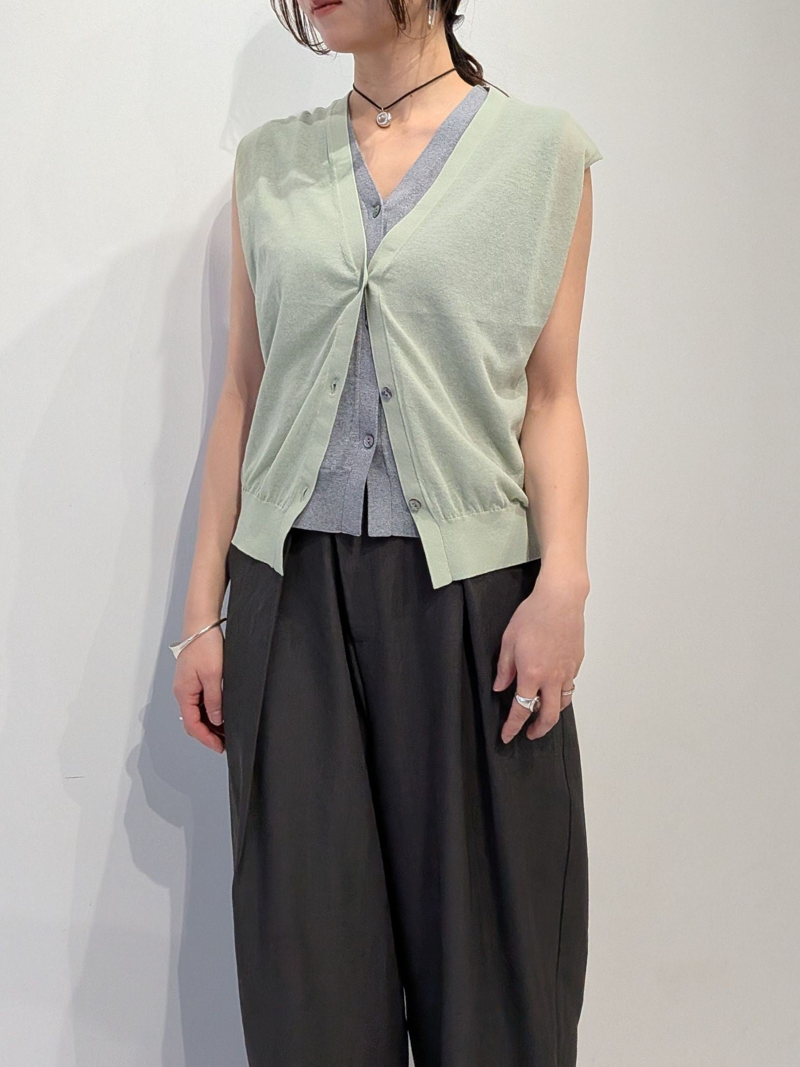 【2piece】sheer layerd vest