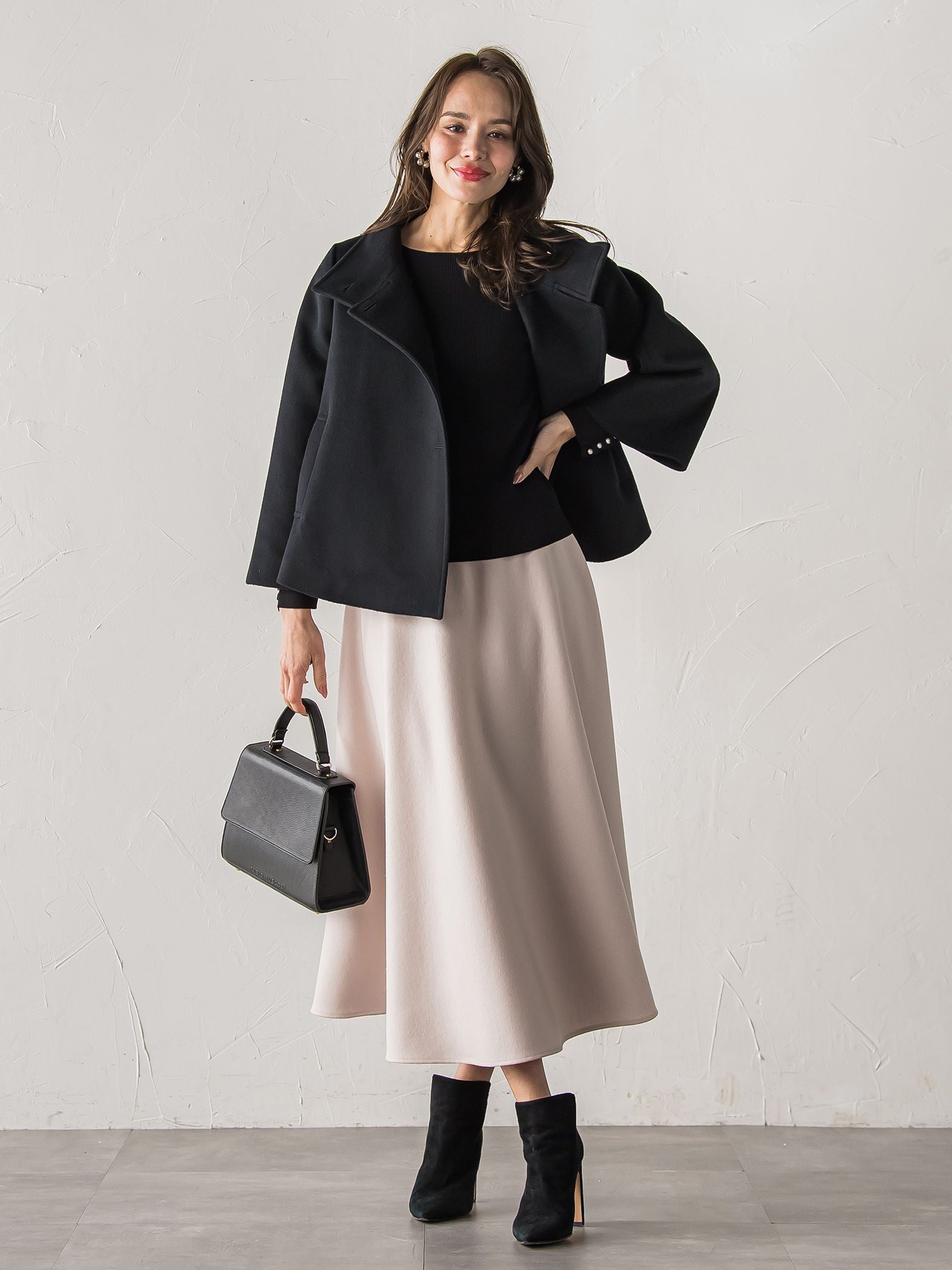 スタンドカラーショートコート