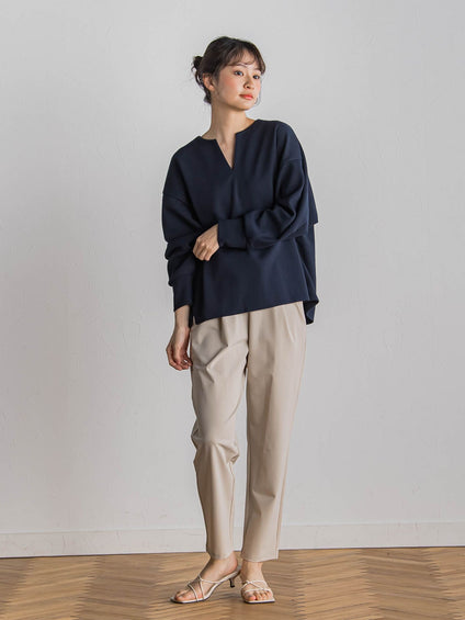 【WEB限定】サークルストレッチテーパードパンツ≪洗濯機で洗える≫