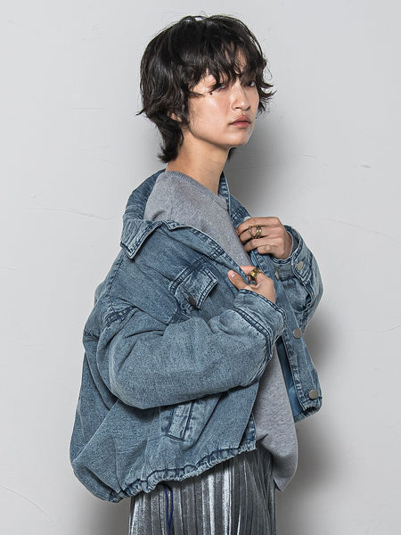 中綿デニムジャケット≪洗濯機で洗える≫