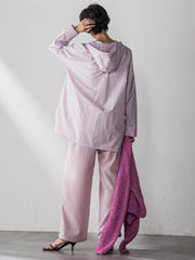 ストライプフーディオーバーシャツ≪手洗い可能≫