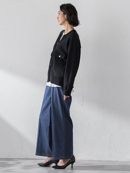 セルロースデニムワイドパンツ