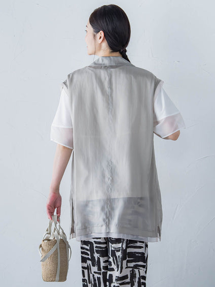 【WEB限定】フィブリルタフタロングジレ ≪手洗い可能≫