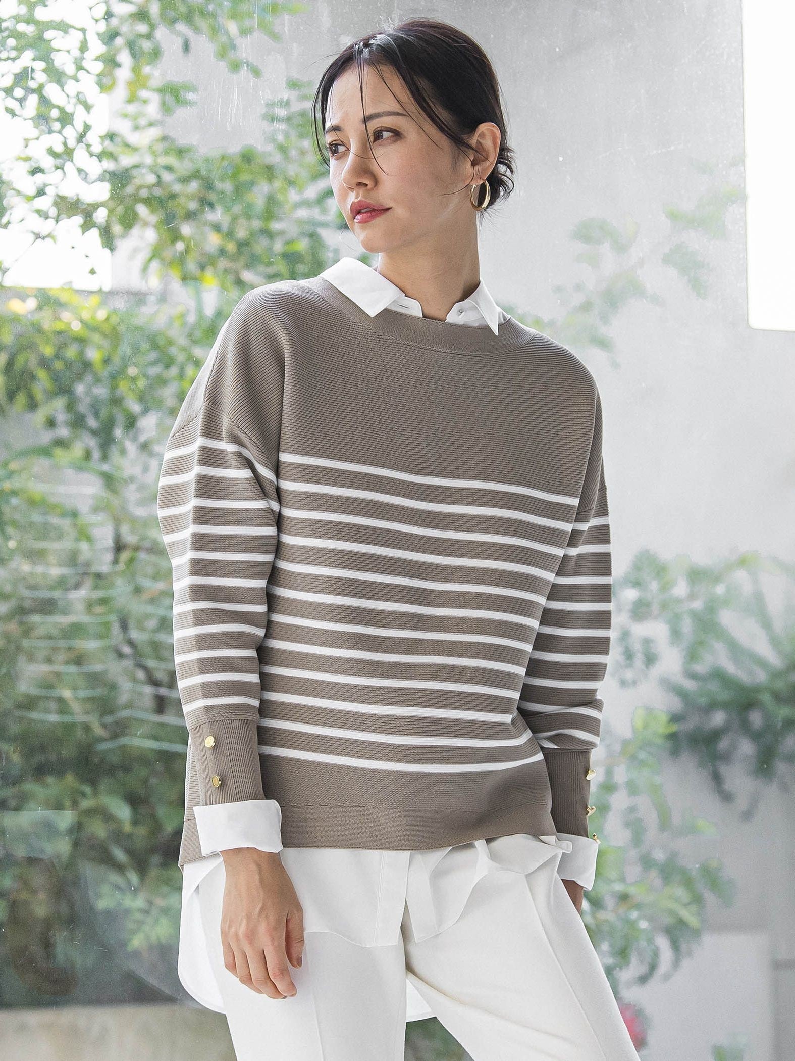 【WEB限定】ソデボタンガーターニット≪11号あり/洗える≫