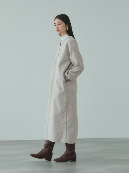 ソフトニットメルトンキーネックワンピース≪手洗い可能≫