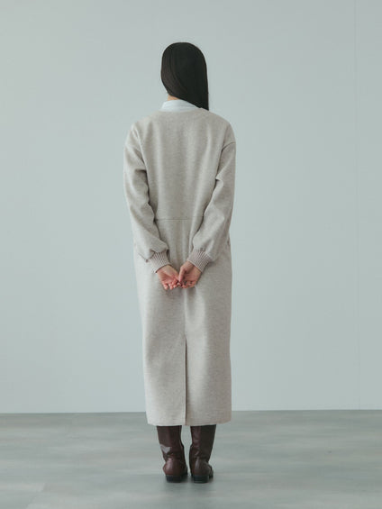 ソフトニットメルトンキーネックワンピース≪手洗い可能≫