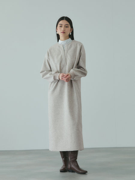 ソフトニットメルトンキーネックワンピース≪手洗い可能≫