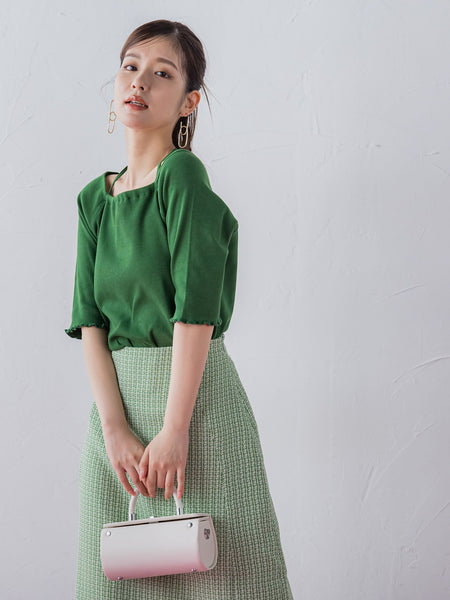 【レディな印象を演出】5分袖ヒモ付カットソー《洗濯機で洗える》