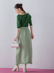 【レディな印象を演出】5分袖ヒモ付カットソー《洗濯機で洗える》