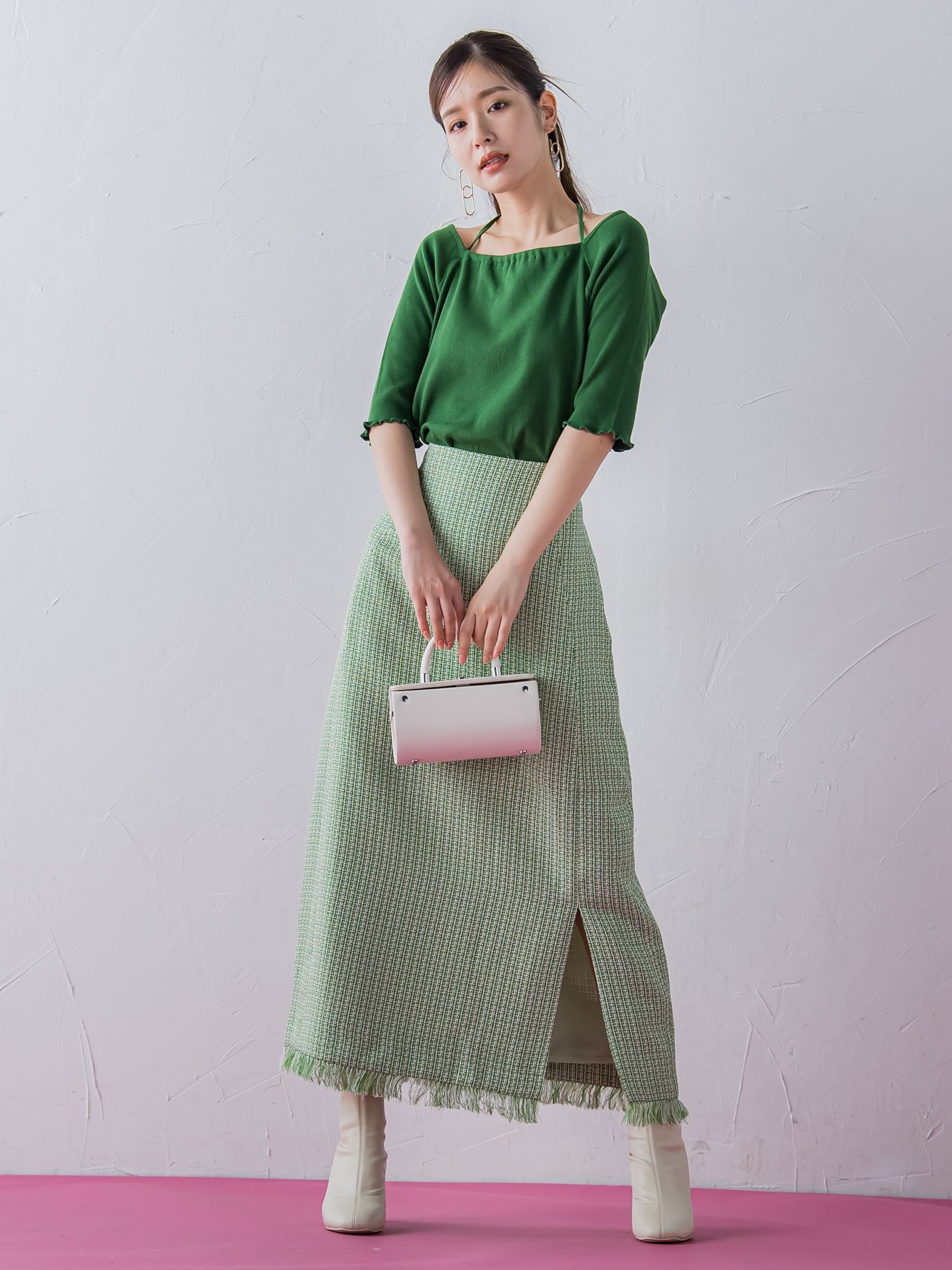 【レディな印象を演出】5分袖ヒモ付カットソー《洗濯機で洗える》