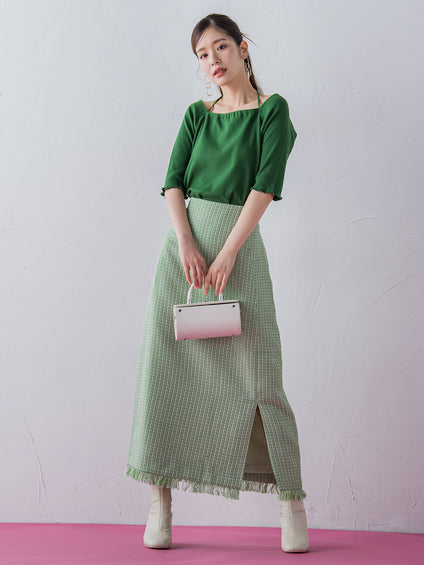 【レディな印象を演出】5分袖ヒモ付カットソー《洗濯機で洗える》