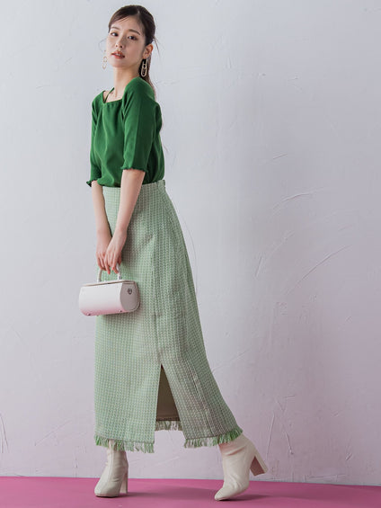 【レディな印象を演出】5分袖ヒモ付カットソー《洗濯機で洗える》