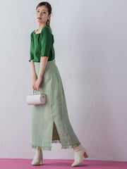 【レディな印象を演出】5分袖ヒモ付カットソー《洗濯機で洗える》