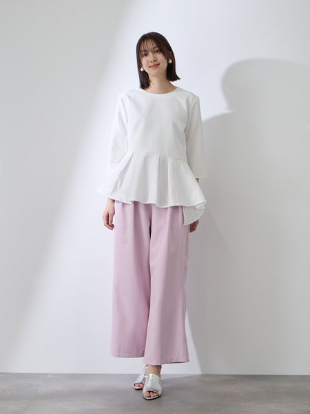ダブルクロスストレッチペプラムブラウス
