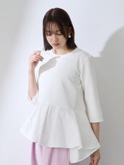 ダブルクロスストレッチペプラムブラウス