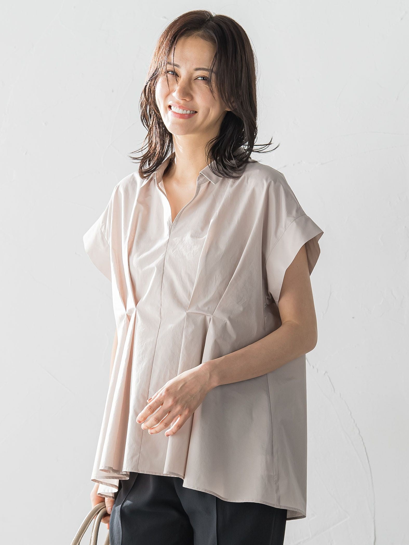 タイプライターペプラムブラウス≪洗濯機で洗える≫