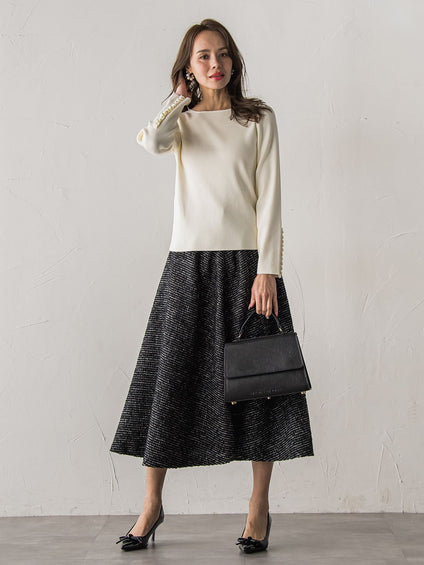 モノトーンツイードスカート