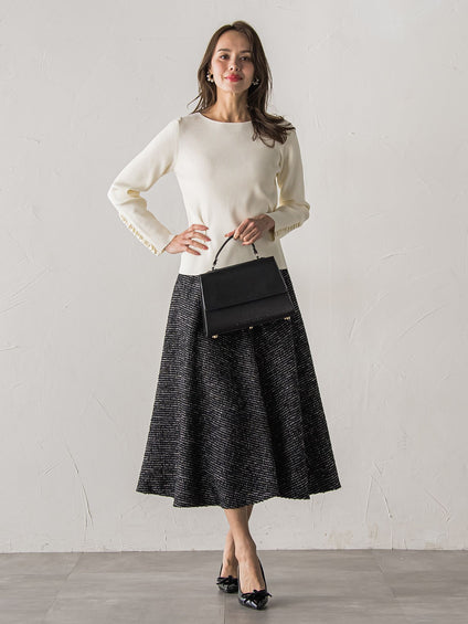 モノトーンツイードスカート