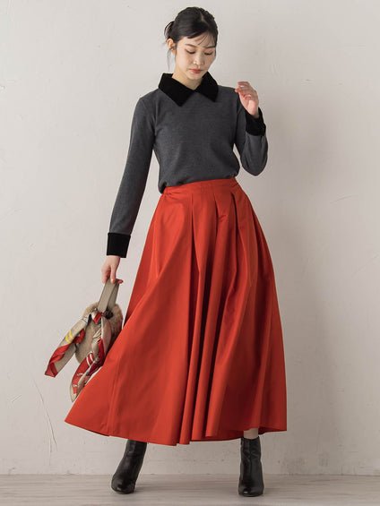 ベロア襟付きニット≪手洗い可能≫