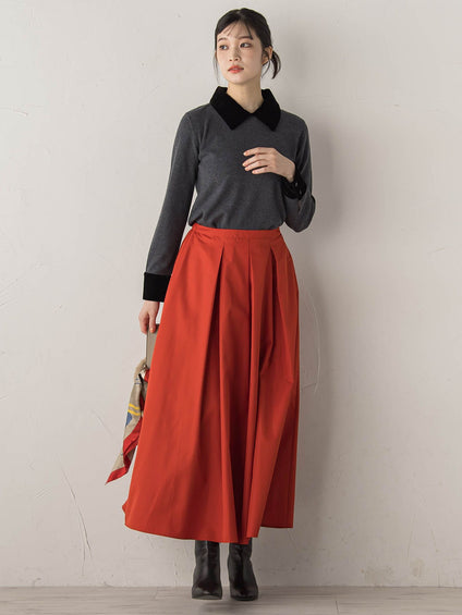 ベロア襟付きニット≪手洗い可能≫