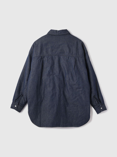 パデッドデニムビッグシャツ≪洗濯機で洗える≫