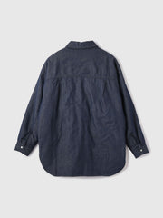 パデッドデニムビッグシャツ≪洗濯機で洗える≫