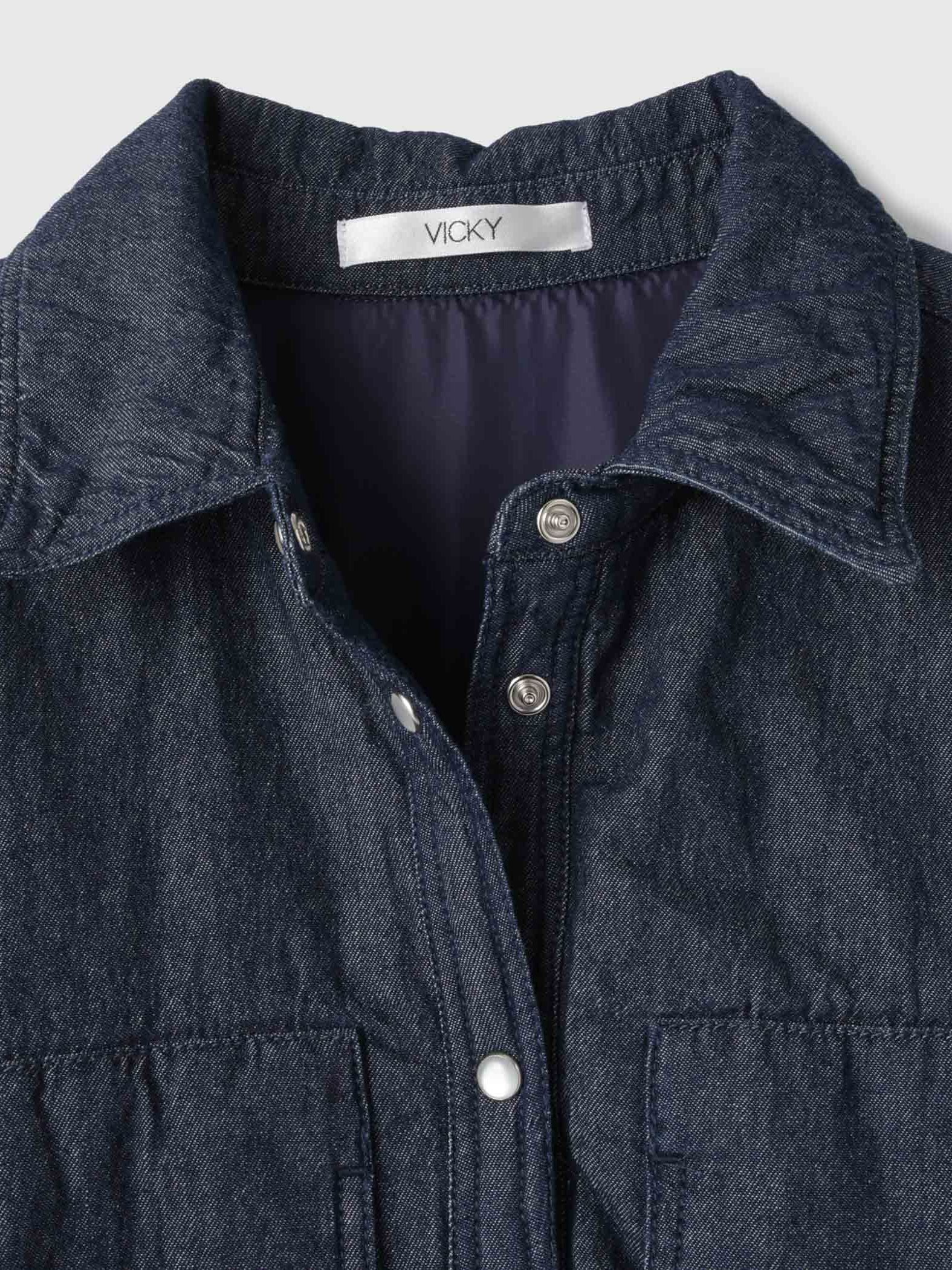 パデッドデニムビッグシャツ≪洗濯機で洗える≫