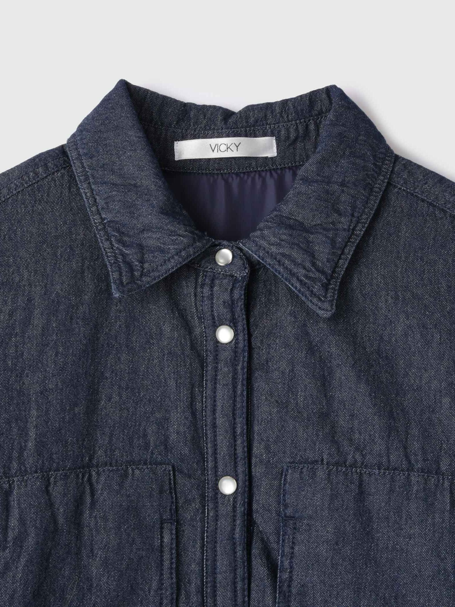 パデッドデニムビッグシャツ≪洗濯機で洗える≫