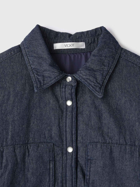 パデッドデニムビッグシャツ≪洗濯機で洗える≫