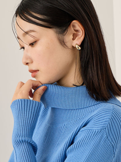 調温バックボタンハイネックニット≪手洗い可能≫