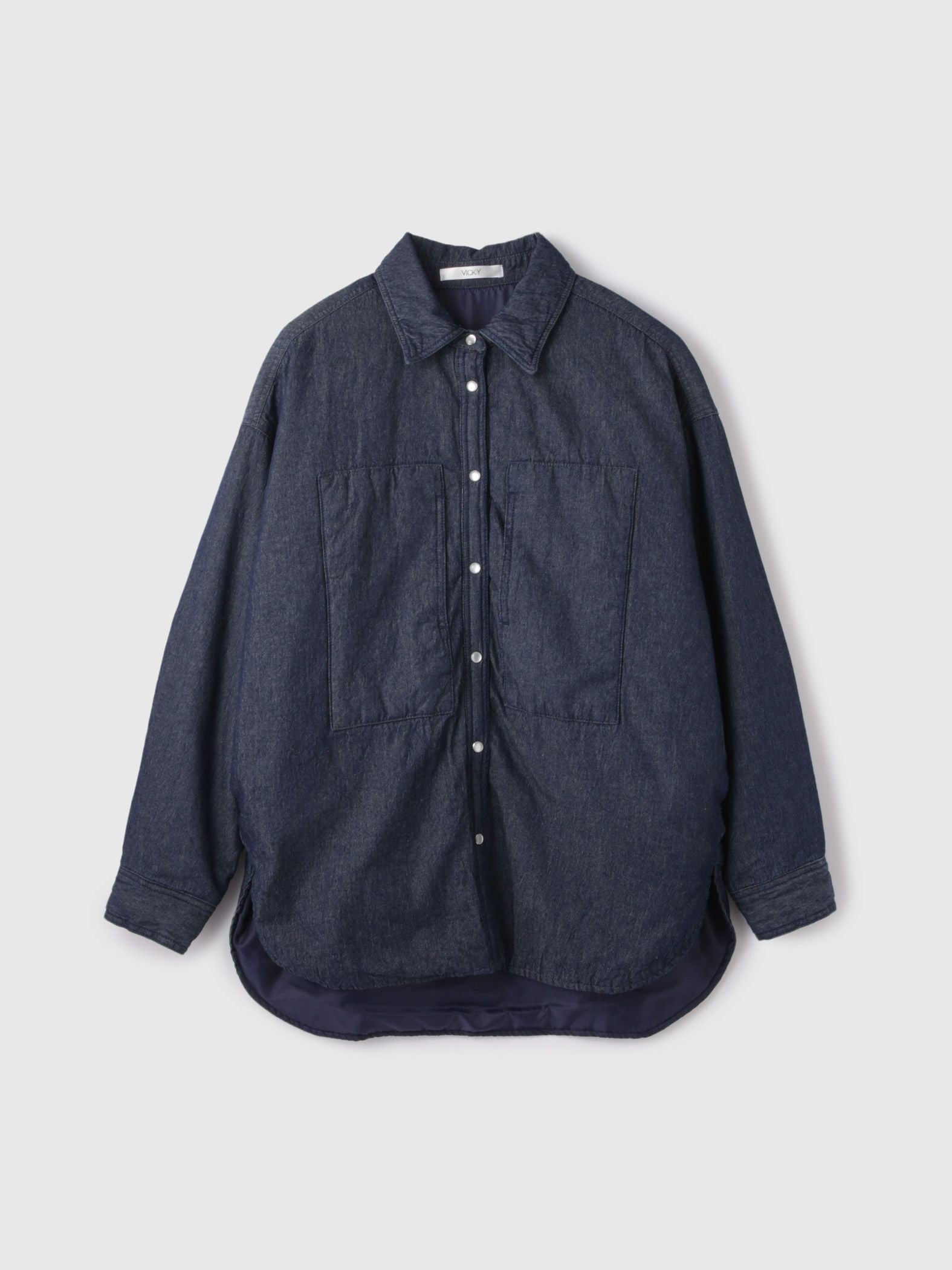 パデッドデニムビッグシャツ≪洗濯機で洗える≫