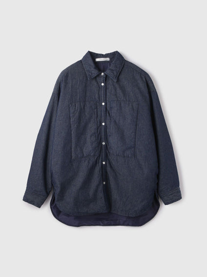 パデッドデニムビッグシャツ≪洗濯機で洗える≫