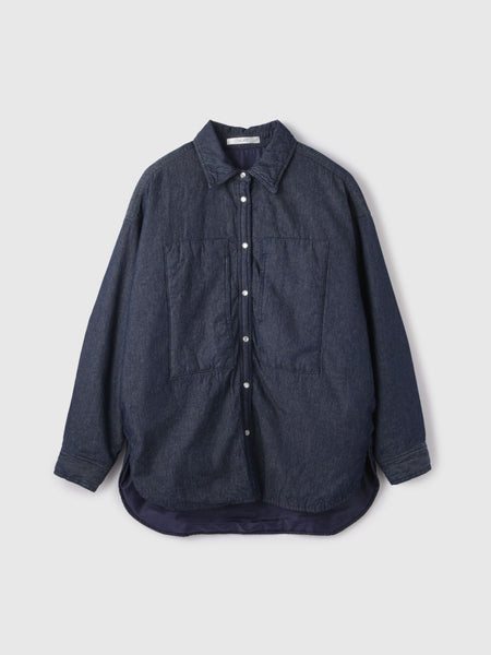 パデッドデニムビッグシャツ≪洗濯機で洗える≫
