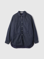 パデッドデニムビッグシャツ≪洗濯機で洗える≫