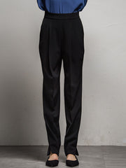 エステルダブルクロス　タックテーパードパンツ