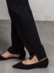 エステルダブルクロス　タックテーパードパンツ